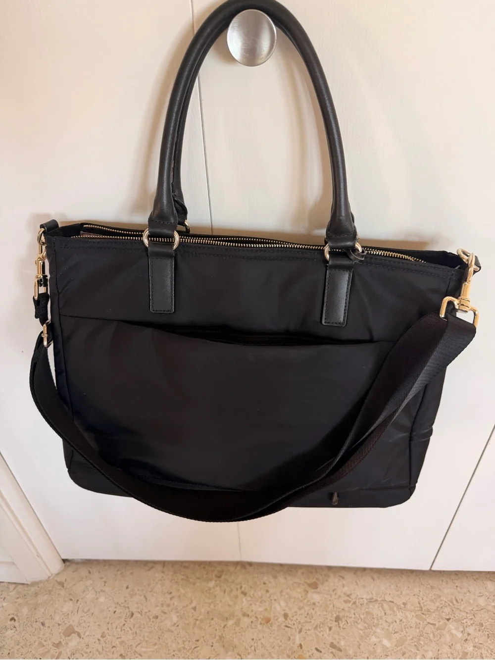 Lo & Sons Brookline Black with gold hardware Laptop Tote